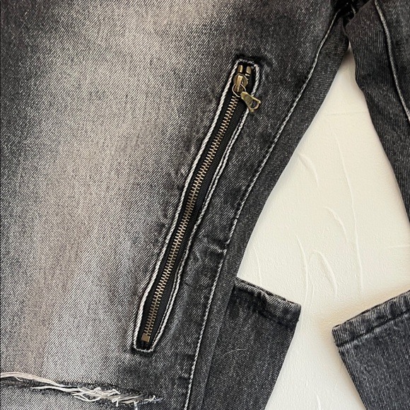 NWT mnml Men's D530 Zipper Straight Denim Jeans Washed Black Size 31 Streetwear - Picture 11 of 12